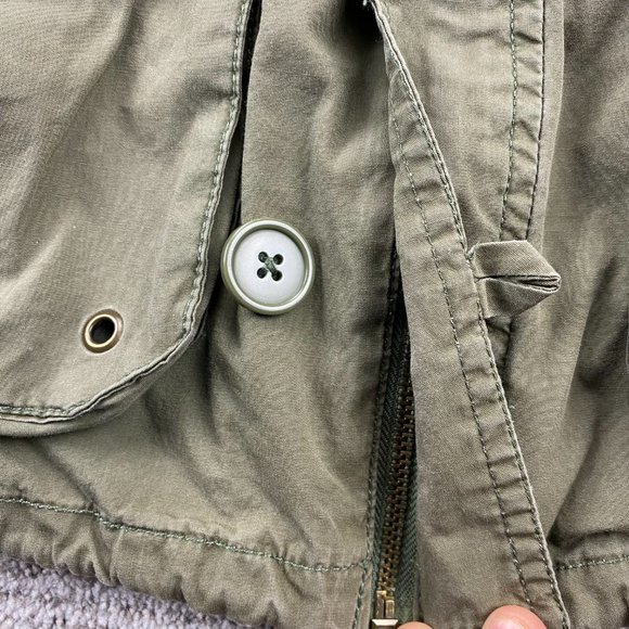 Billabong Shirt Women Small S Green Khaki Buttons Full Zip Light Jacket Cargo - Picture 6 of 15